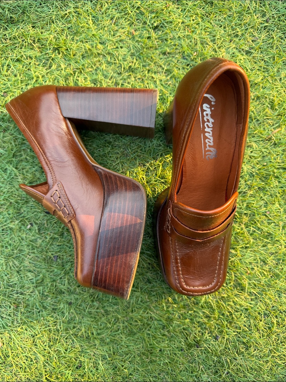 L'INTERVALLE Brown Leather Platform Loafers
